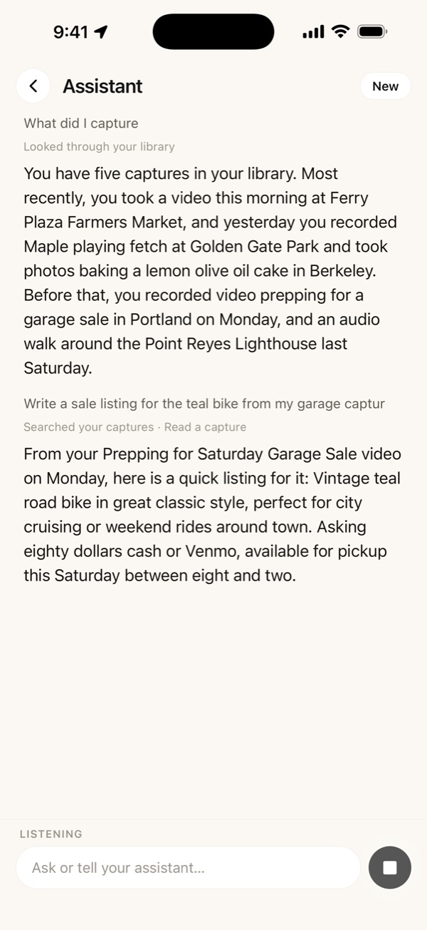 The assistant writing a sale listing for a bike it saw in a garage video